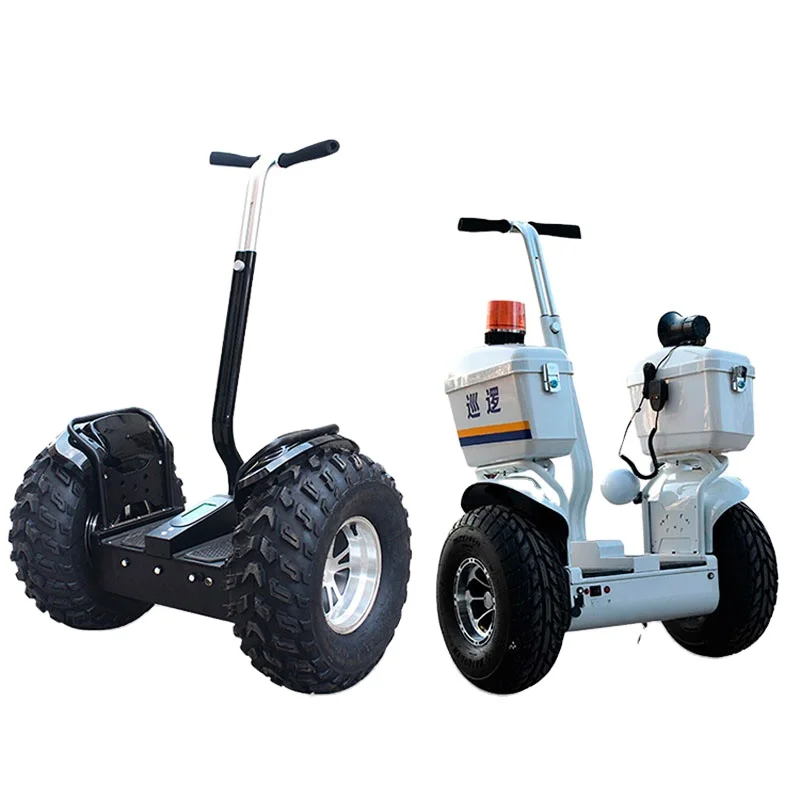 

19in Wheels Powerful Off Road Electric Self Balancing Golf Cart Vehicle Police patrol car, White and black