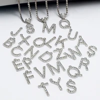 

Wholesale custom zirconia tennis chain letter initial pendant necklace