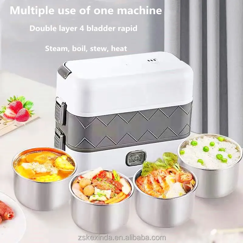 

Quick double cooking lunch box household plug-in heating lunch box electronic 304stainless steel insulation box