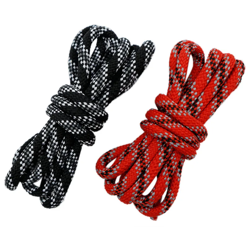 

XuanSi 0.6 Wide Black And Red Round Waterproof Polyester Shoelaces Support Customized Length And Width Patterns, Bottom based color + match color,support any two pantone colors mixed