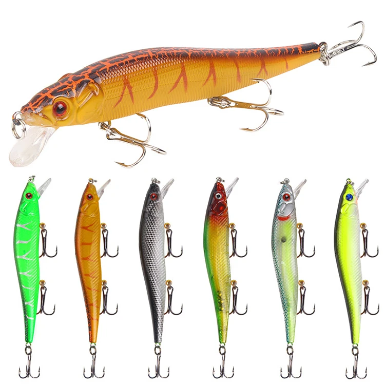 

WEIHE Minnow Fishing Lure 11.5cm 15g Artificial Isca Wobblers Crankbait Quality Treble Hook For Trout Pike Carp Fishing Tackle, 6 colors