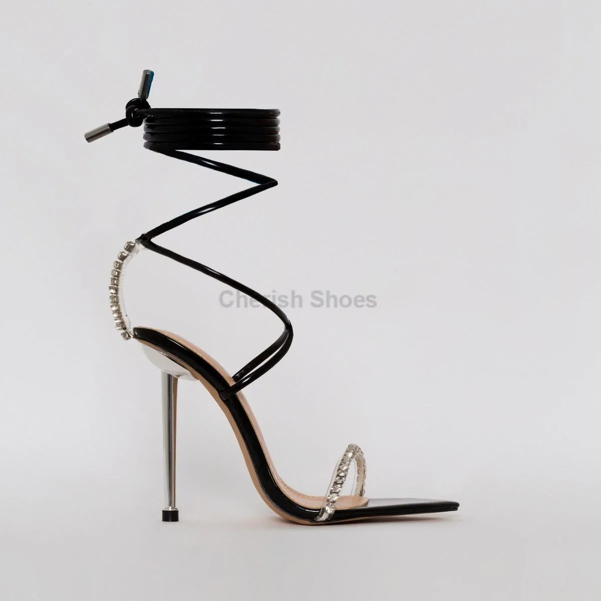 clear stiletto heels with diamonds
