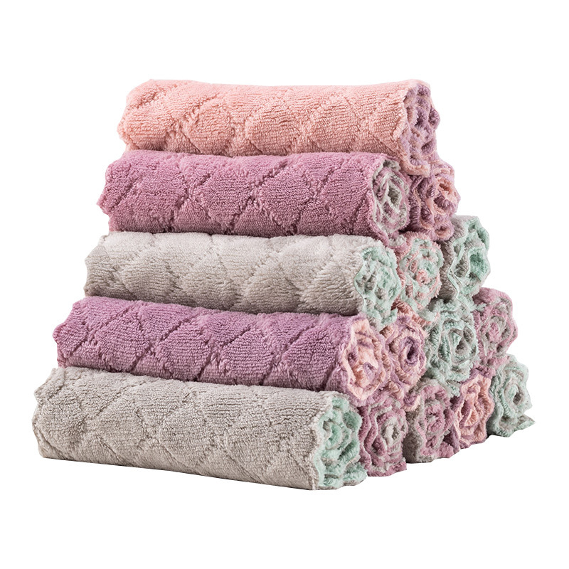

Kitchen coral velvet dish towel double-sided thickening absorbent dish towel household cleaning cloth absorbent oil towel, Customized