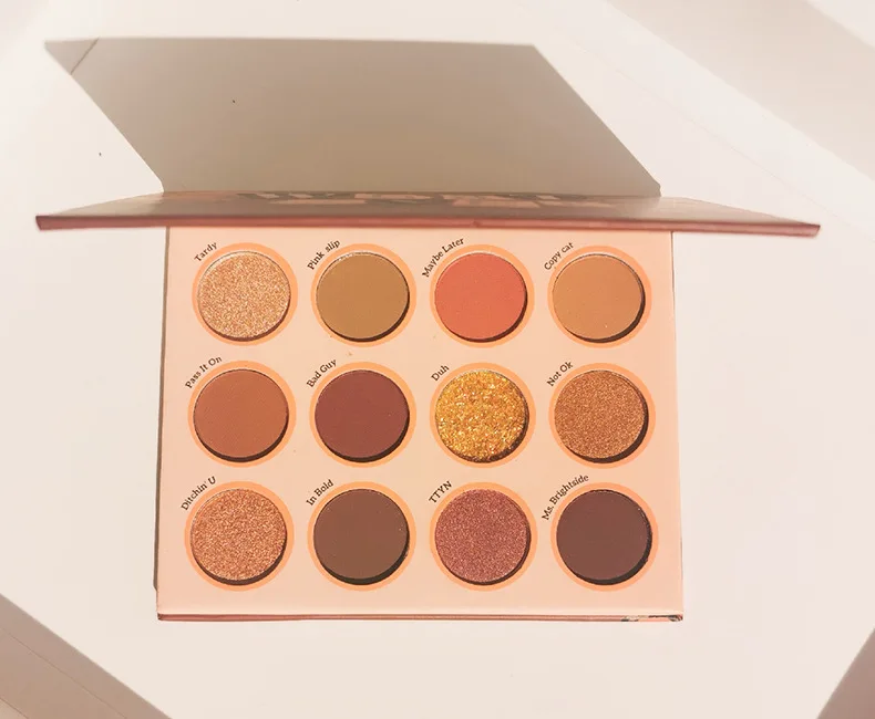 

guicamNatural Nudes Eye Colour Palette 12 colors round cosmetics pressed high pigmented private label standard packaging glitter