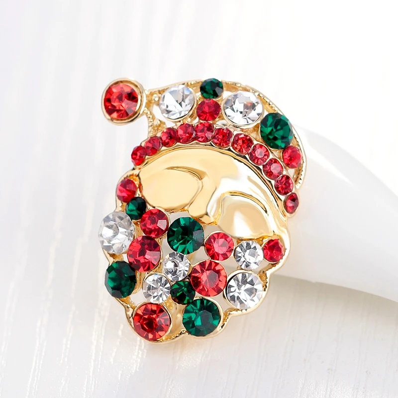 

New Year Merry Christmas Kind Santa Rhinestone Brooch Pins For Women & Girls Fashion Jewelry Christmas Gift