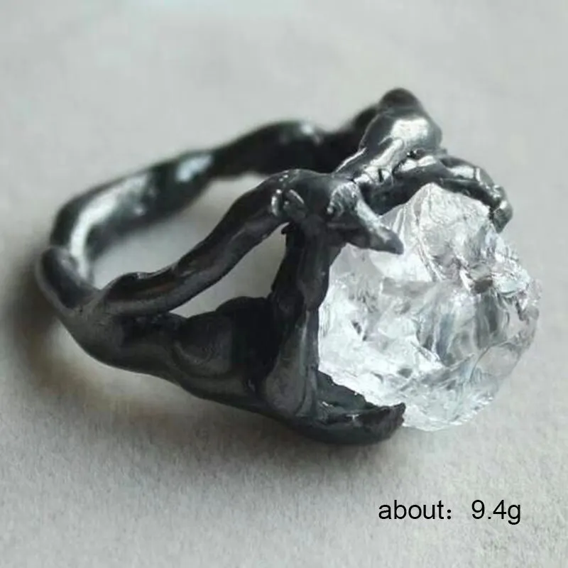 

2022 new exaggerated hip-hop creative personality retro irregular crystal ring
