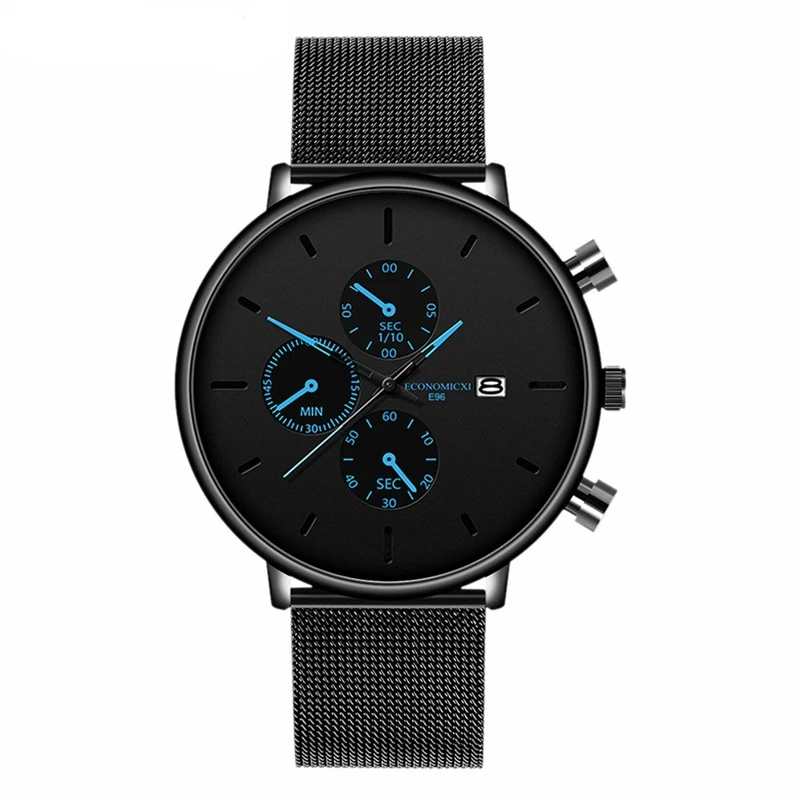 

ECONOMICXI Fashion Watch Men Waterproof Slim Mesh Strap Minimalist Wrist Watches For Men Quartz Sports Watch Clock