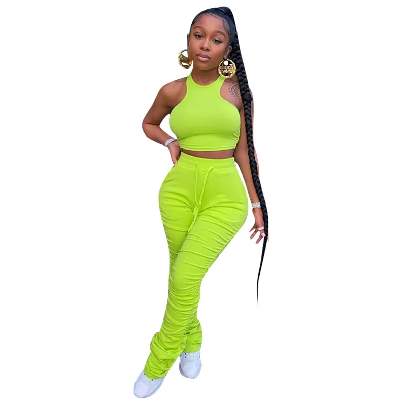 

CS20362 Wholesale two piece set women clothing 2021 plus size autumn women clothing Shaped skinny letter printing two piece pant