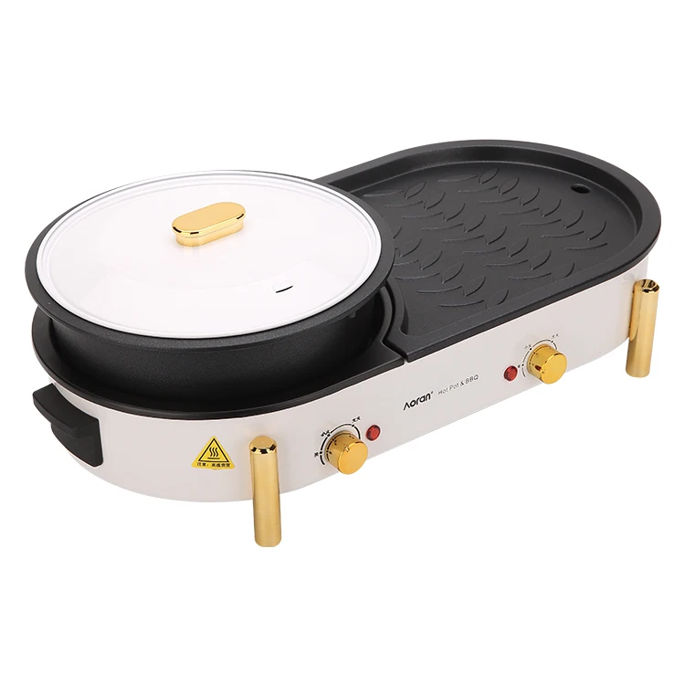 New Design 2 In 1 Round Electric Indoor Bbq Grill Pan With Hot Pot,Bbq