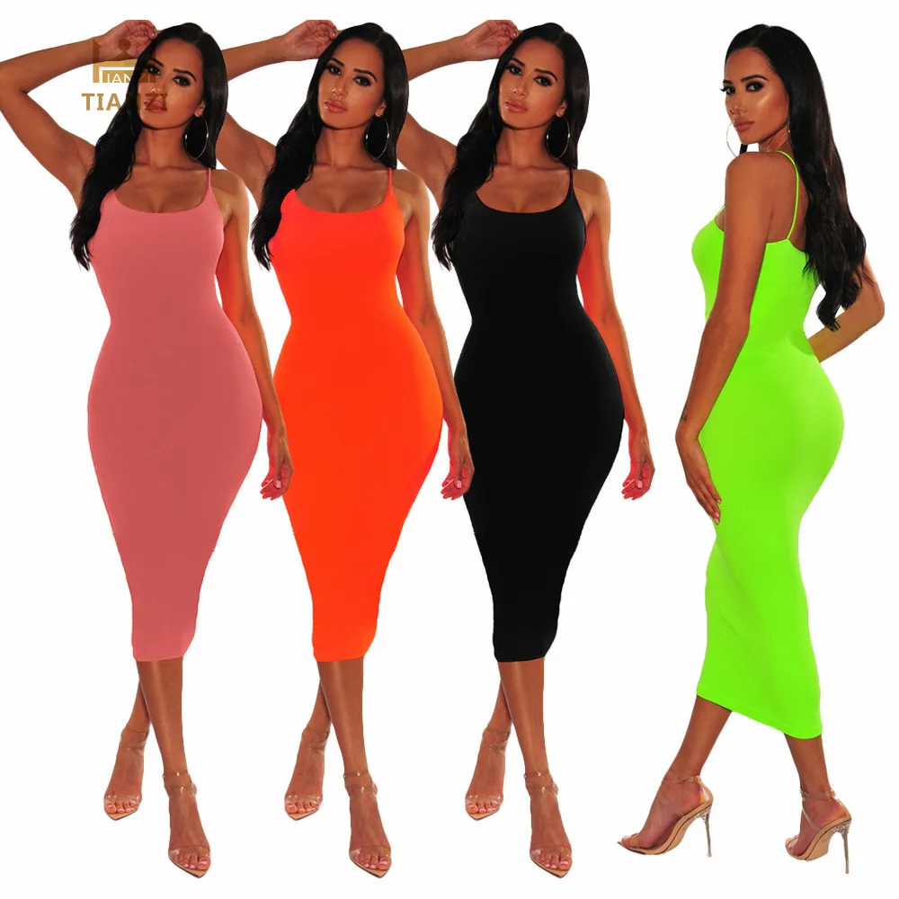 

F6408 - women personality solid sleeveless bodycon maxi dress