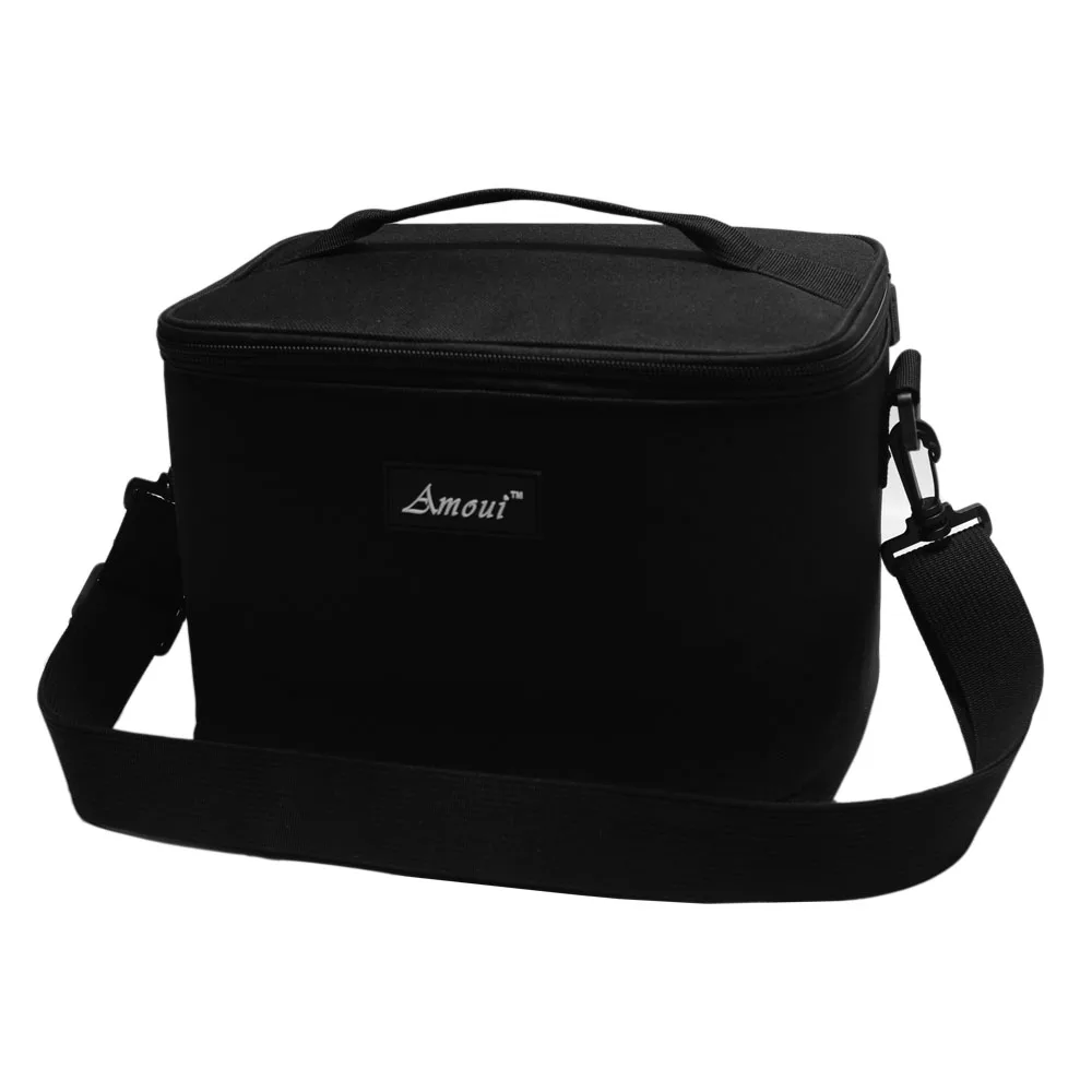 

Custom Black Zipper Small Cooler Insulated Lunch Box Bag with Shoulder Strap For Women Men Adult