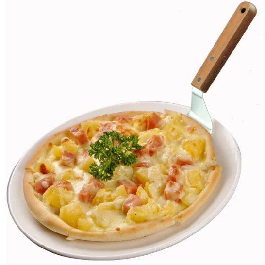 

Stainless Steel Round Pizza Shovel With Wood Handle Baking Tool Wooden Handle Cake Pizza Peels