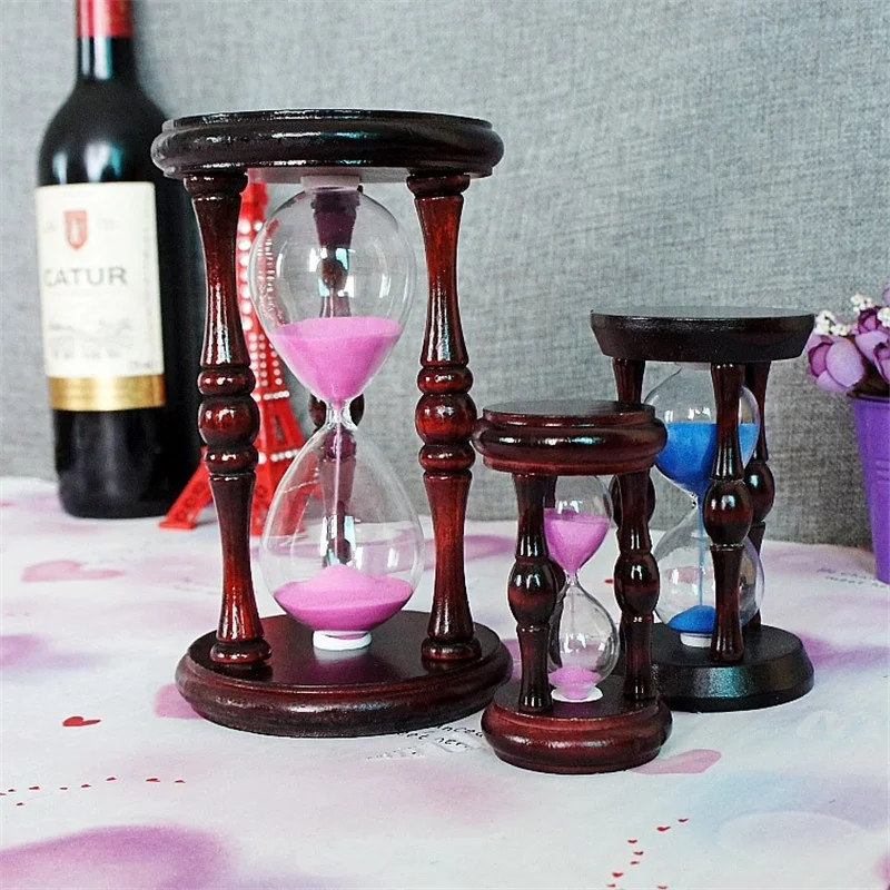 

Classical Red Color Wooden Material Sand Timer Parts Refillable Hourglass