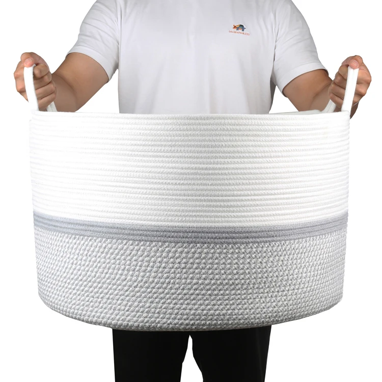 

2021 Extra Large Eco Friendly Woven Cotton Rope Basket Factory Wholesale Customized Color Design
