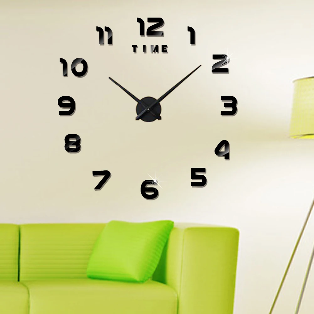 

Large DIY 3D Luxury Wall Clock Home Decor Art Watch Mirror Sticker Clock