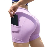 

Customized Fitness Gym Yoga Shorts Cycling Short Pants With Pocket Cycling Workout Booty Shorts Leggings