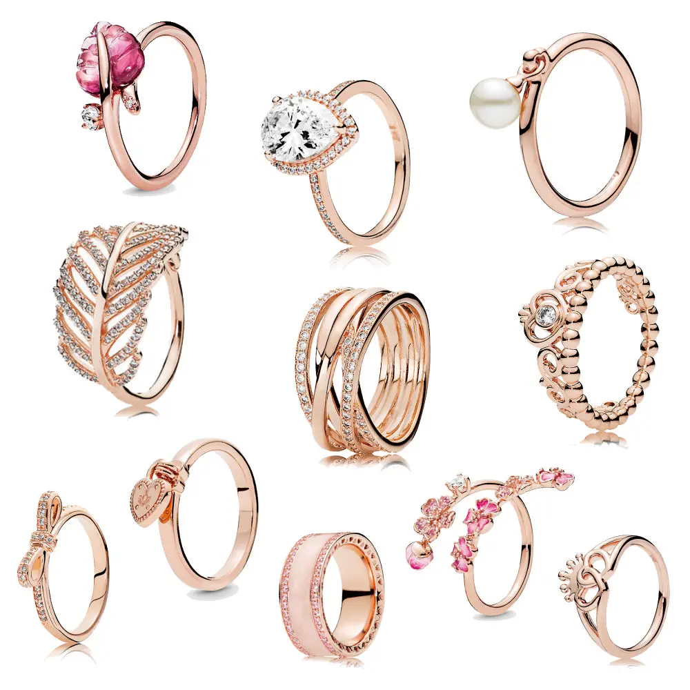 

Wholesale gold filled ring Factory price women 925 sterling silver charms jewelry couple rings, White/gold