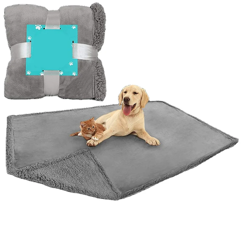

wholesale Waterproof Dog Blanket for Bed Couch Sofa Sherpa Fleece Pet Blanket Reversible Microfiber
