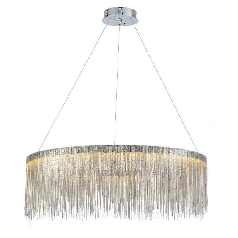 

BSOD Nordic Modern 80CM Round LED Aluminum Chain Luxury Ring Chandelier Bedroom Living Room Dining Room Villa Chandelier