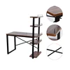 Modern Steel Frame Wood Tower Computer Desk with 4 Tier Shelves