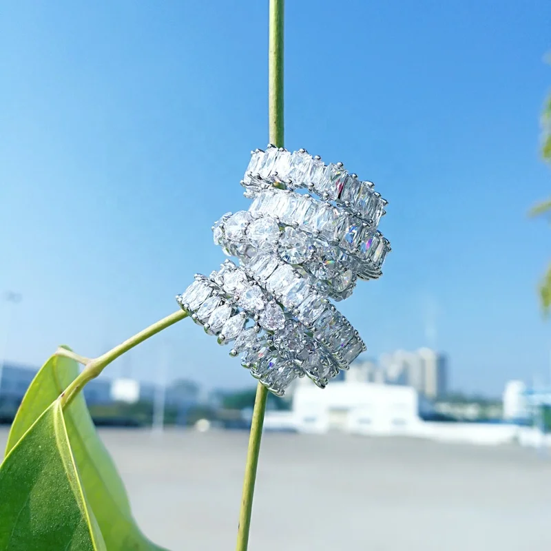 Wuzhou Foxi Cubic Zirconia Diamond 18k Gold Plated Insta Stackable Rings Jewelry Women