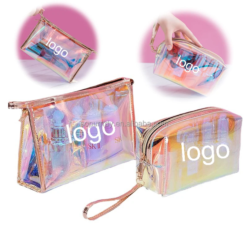 

Stock Portable Waterproof Transparent PVC Makeup Bag Travel Clear PVC Wash Toiletry Cosmetic Bag With Custom Logo