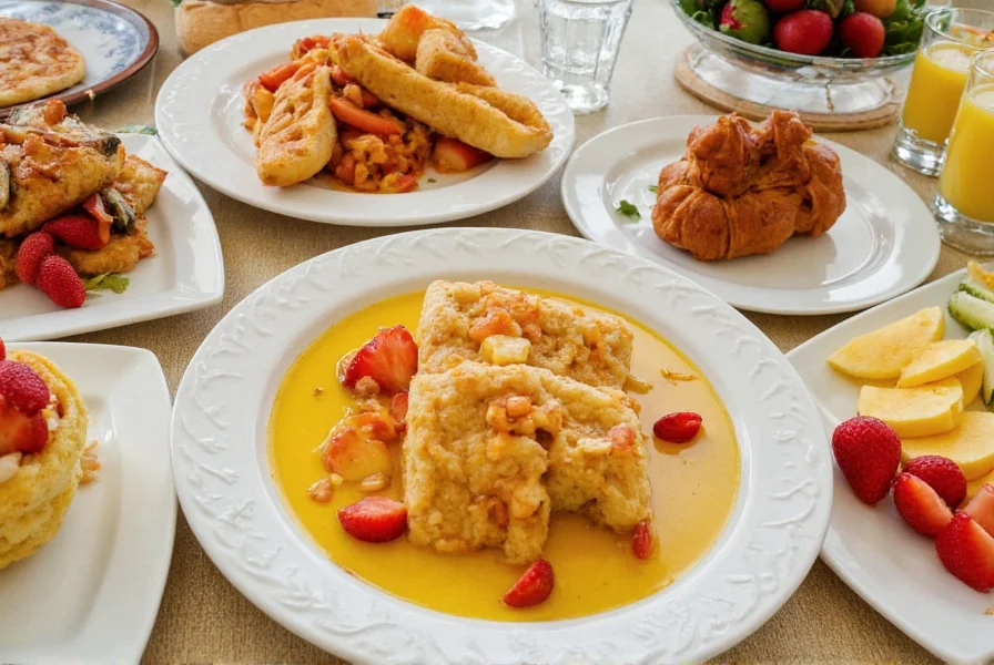 Cinnamon's at the Ilikai breakfast buffet spread featuring tropical fruits, pancakes, and Hawaiian specialties