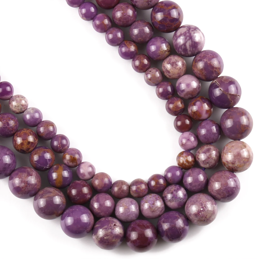 

Wholesale 6/8/10mm Round Smooth AB+ Purple Mica Stone Beads for Jewelry Making DIY