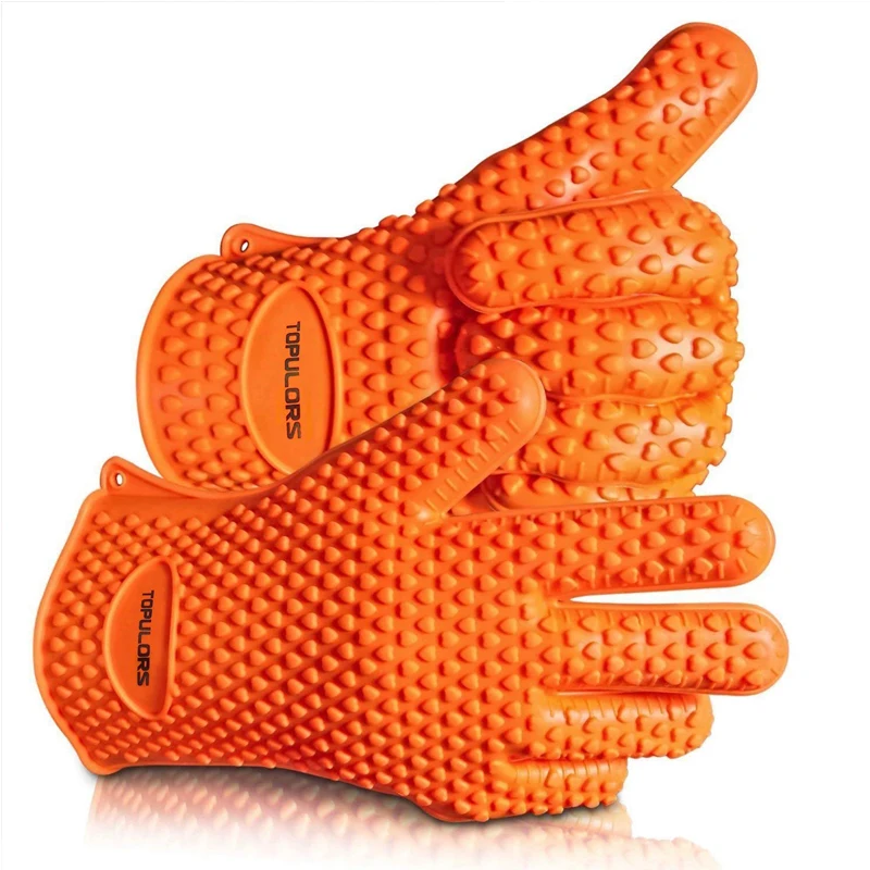 

2020 New Non-slip Grip Heat Resistant Baking Cooking Mitt Pot Holder Silicone Glove, Orange, red, black , purple, blue,pink,etc