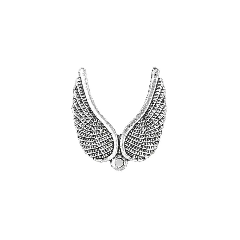 

Cheap DIY Making Jewelry Accessories Finding Vintage Antique Tibetan Silver Zinc Alloy Double Angel Wing Pendants Charm