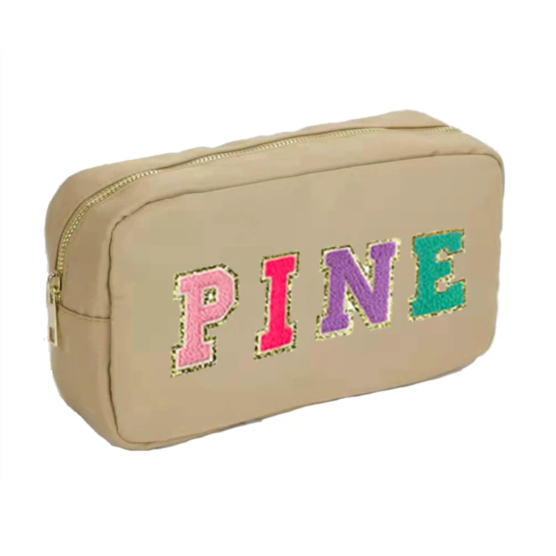 

Pine Waves Bridesmaid Gift Bag S/M/L/XL Size In Stock Personalized Letter Chenille Patches Name Makeup Bags