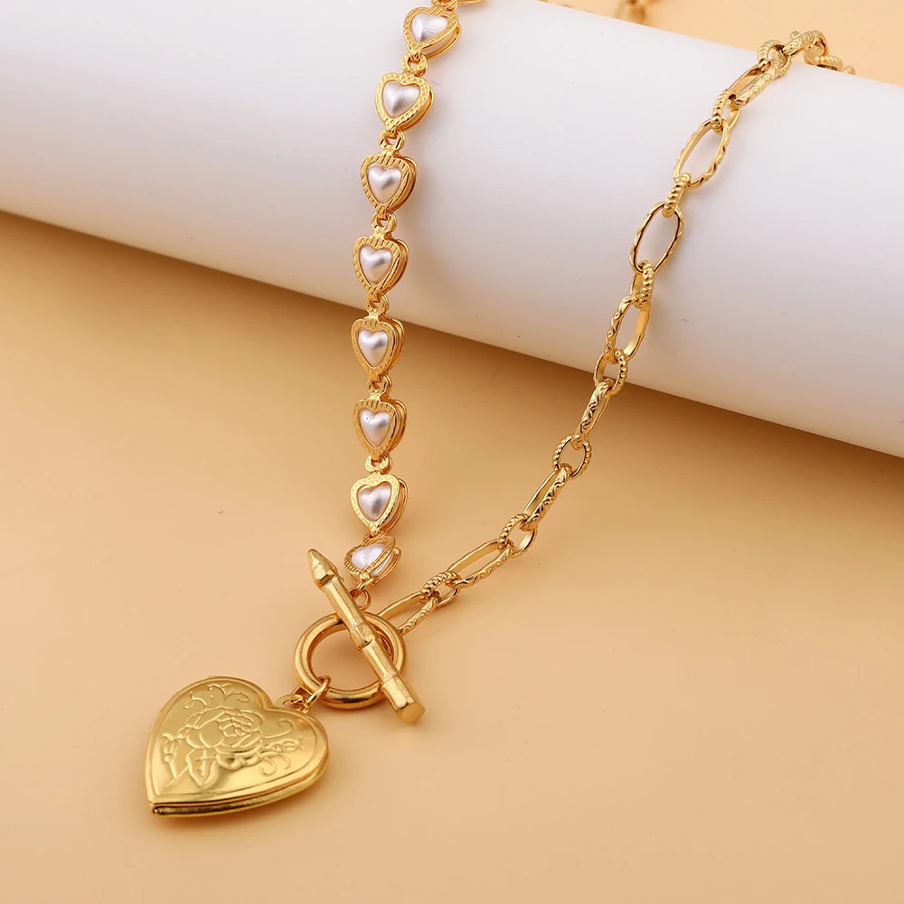 

Medallion memory jewelry gold plated stainless steel locket pendant chain heart picture frame photo necklace