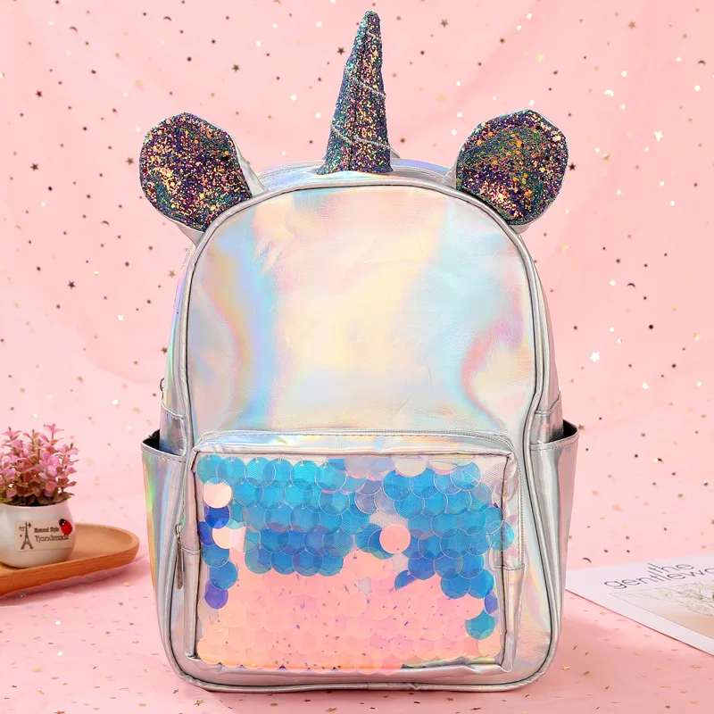 

Unicorn Backpack For Women Mermaid Sequins Travel Bag Teenager Student Schoolbag Fashion Plush Backpack Unicorn Bag, Customized