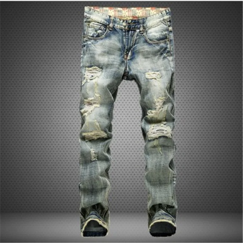 

Fashion Slim Straight Motorcycle Jeans, Blue