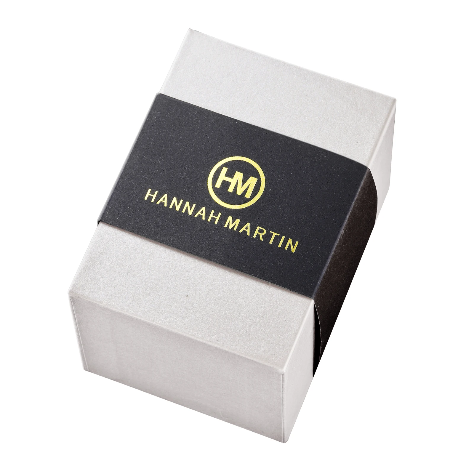 

H4 Low Moq Hannah Martin Rectangular White Gift Paper watch box for women men watch, Silver/ gold