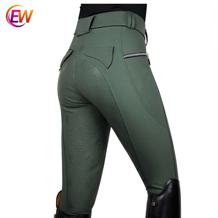 

2022 EW Custom Equestrian Clothing Full Seat Silicone Print Breeches Equestrian Riding Tights, Customized color