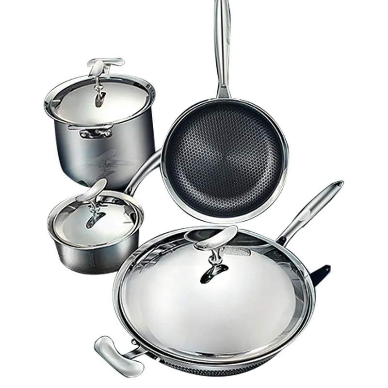 

wholesale 4 pieces stainless steel kitchen pots and pans cookware sets best non-stick cookware