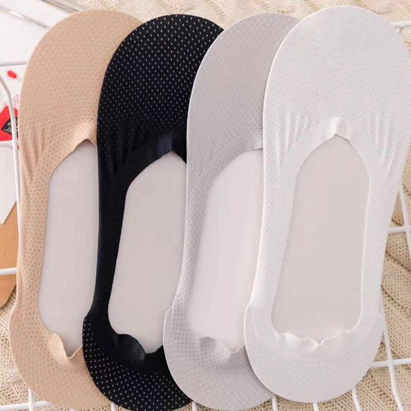 

Wholesale pure color anti slip girls invisible no show mesh ice silk summer socks for women, Custom color