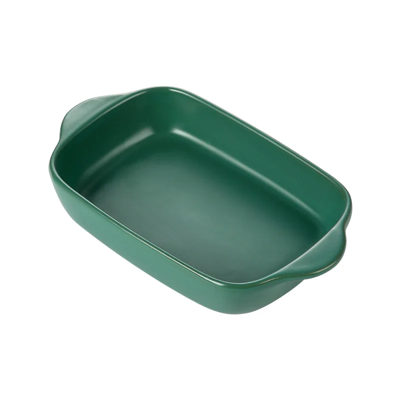 Wholesale cheap double handles baking pan matte restaurant porcelain bakeware.jpg