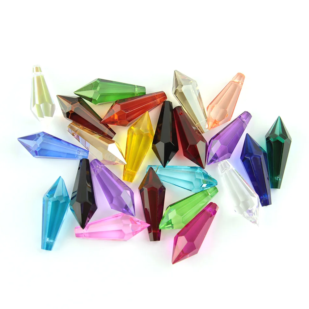 

Hot Sales Mixed Color Crystal Multi Faceted Icicle Prism Decorative Chandelier Parts Chandelier Parts