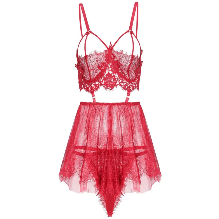 

PoeticExist Sexy Lingerie Girls Elegant Embroidery Lace Princess Evening Dress