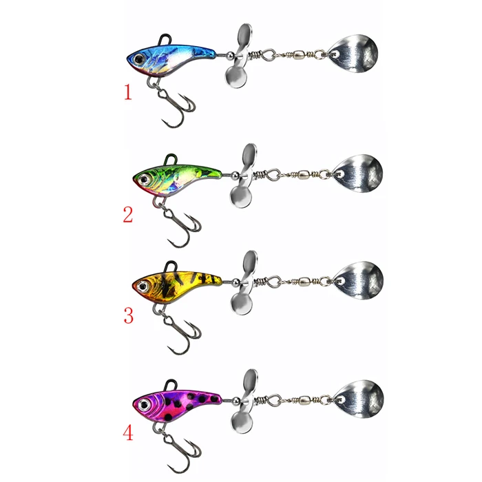 

Metal Mini VIB Spoon Spin Sequin Lure Tackle Pin Hard Bait Crankbait Vibration Spinner Sinking Fishing, 4 colors