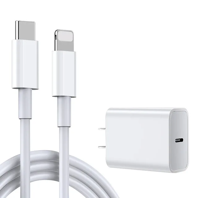 

Type C PD Wall Charger PD 18W Charger adapter and Cable usb c to lightning charger cable, White