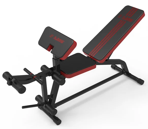 

Workout gym dumbbell bench adjustable height incline bench press multifunctional, Black/red