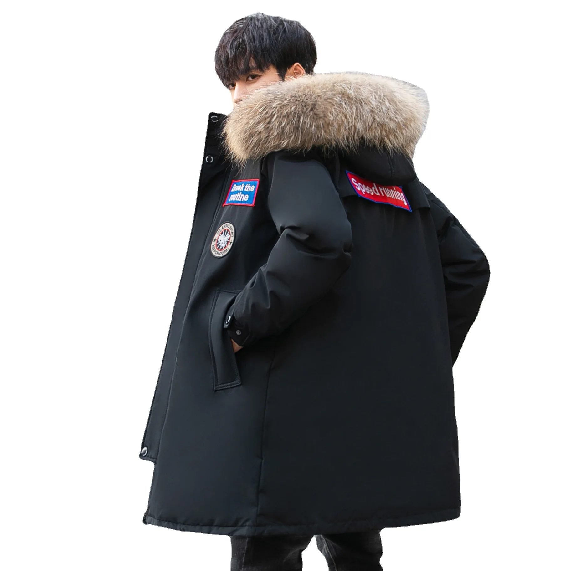 

2021 long camouflage men's down jacket for Canada men's slim fit Korean version thickened goose winter dress, As the picture shows