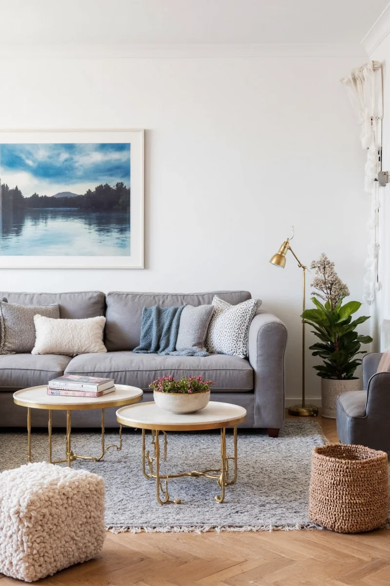 Neutral sofa with bold accent pillows