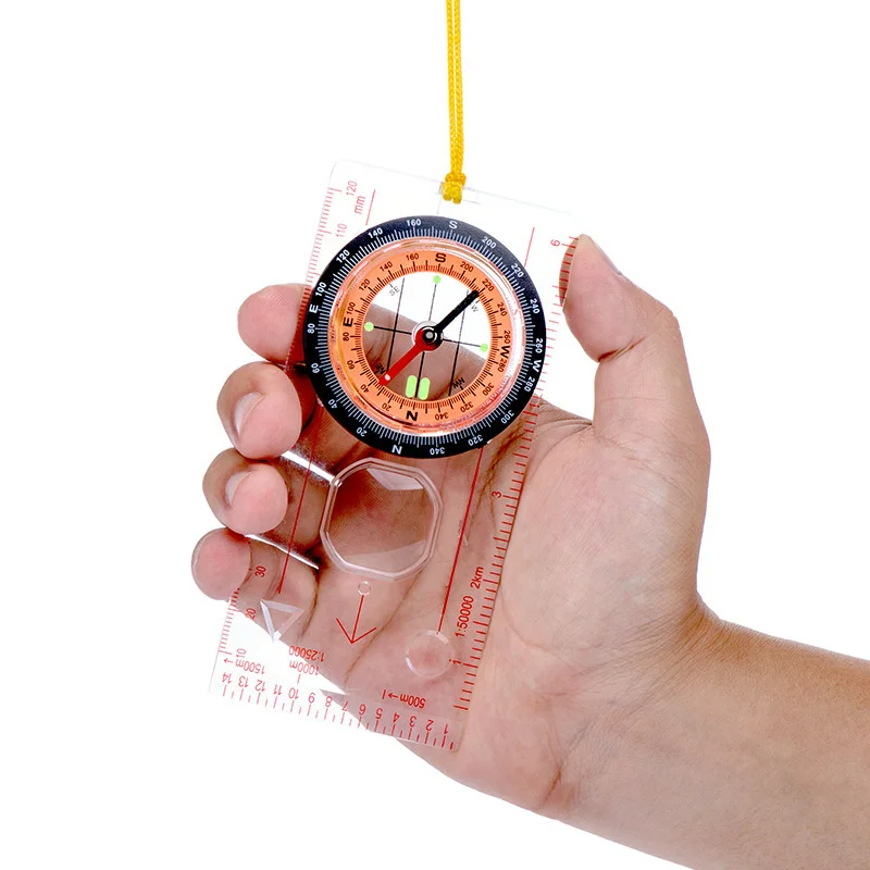 

Multi-Function Pointer Compasses Ruler Magnifier Protractor Compasses Universal for Outdoor Camping Hiking Adventure Gifts