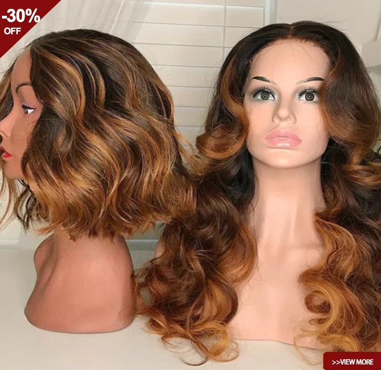 

100% virgin Mongolian hair from one donor Pre bleached Undetectable HD Lace Pre Plucked Loose Deep Wave Dark Brown Ombre Wigs