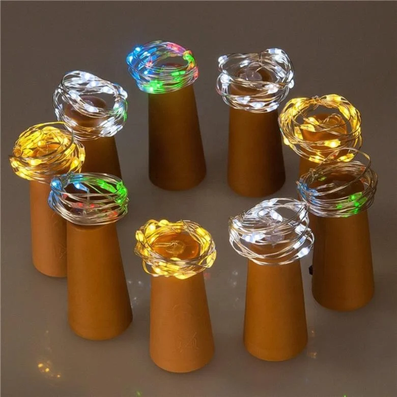 

Hot Sale Battery operated Led wine bottle cork lights / cork light wine stopper copper wire string 1M 2M 3M, White, colorful