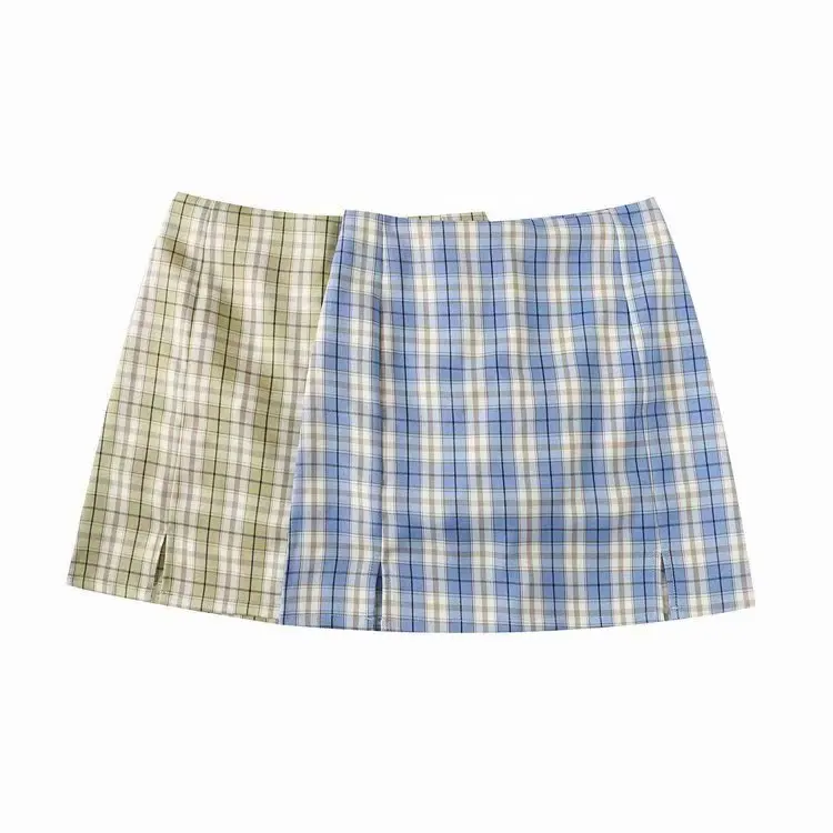 

2020 New Arrivals fashion plaid hot style mini split ladies women skirt